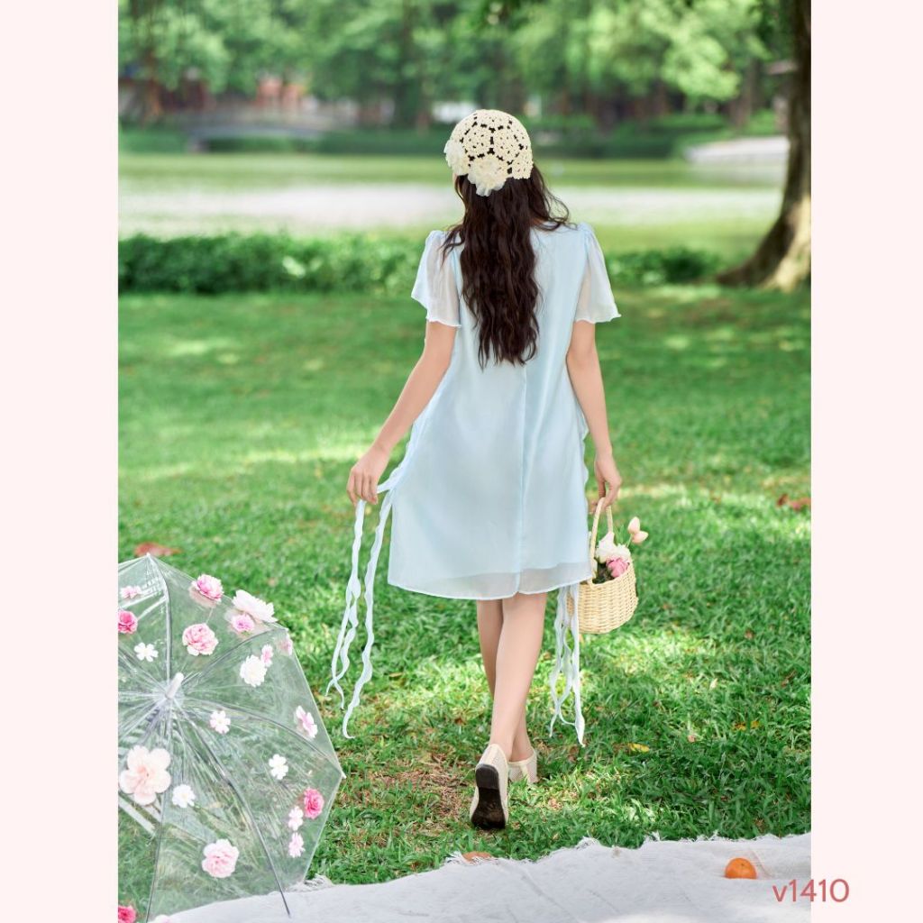 Váy tơ 2 lớp xinh cho mẹ thoải mái vi vu dạo phố và thả dáng đó đây- V1410 B2MUM