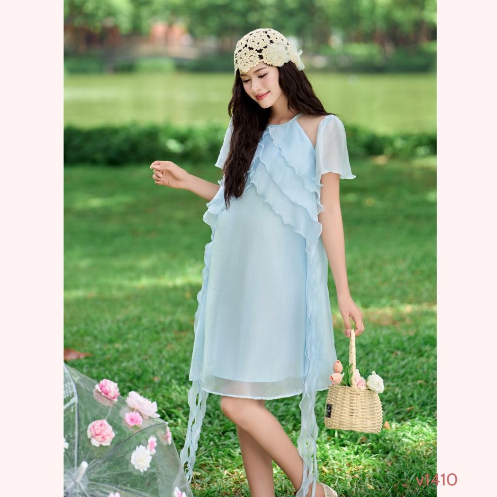 Váy tơ 2 lớp xinh cho mẹ thoải mái vi vu dạo phố và thả dáng đó đây- V1410 B2MUM