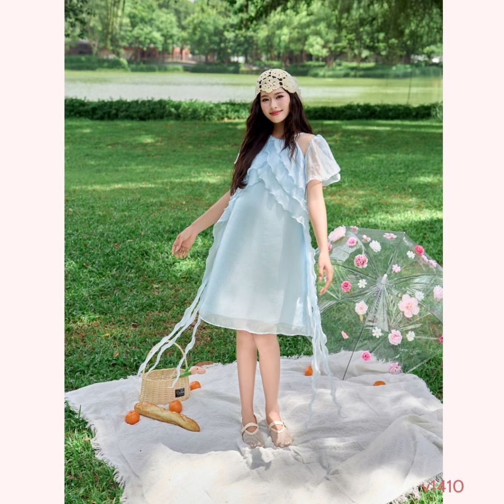 Váy tơ 2 lớp xinh cho mẹ thoải mái vi vu dạo phố và thả dáng đó đây- V1410 B2MUM