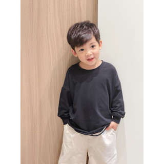 Áo thun dài tay thu đông cotton co giãn 4 chiều bé trai bé gái Batala Kids, ÁO THUN DÀI TRẮNG ĐEN CẮT XOẢ GẤU 2025