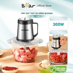 Máy xay thịt Qcooko Q0-J20E THẾ HỆ MỚI tay cầm tiện lợi, công suất 300W, Máy xay thực phẩm đa năng, xay rau củ, sinh tố