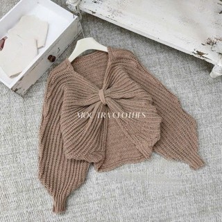 Áo len nữ nơ lưng nâu Quảng Châu Cao Cấp thiết kế cánh dơi siêu xinh, Áo len nữ mùa đông trẻ trung rẻ đẹp