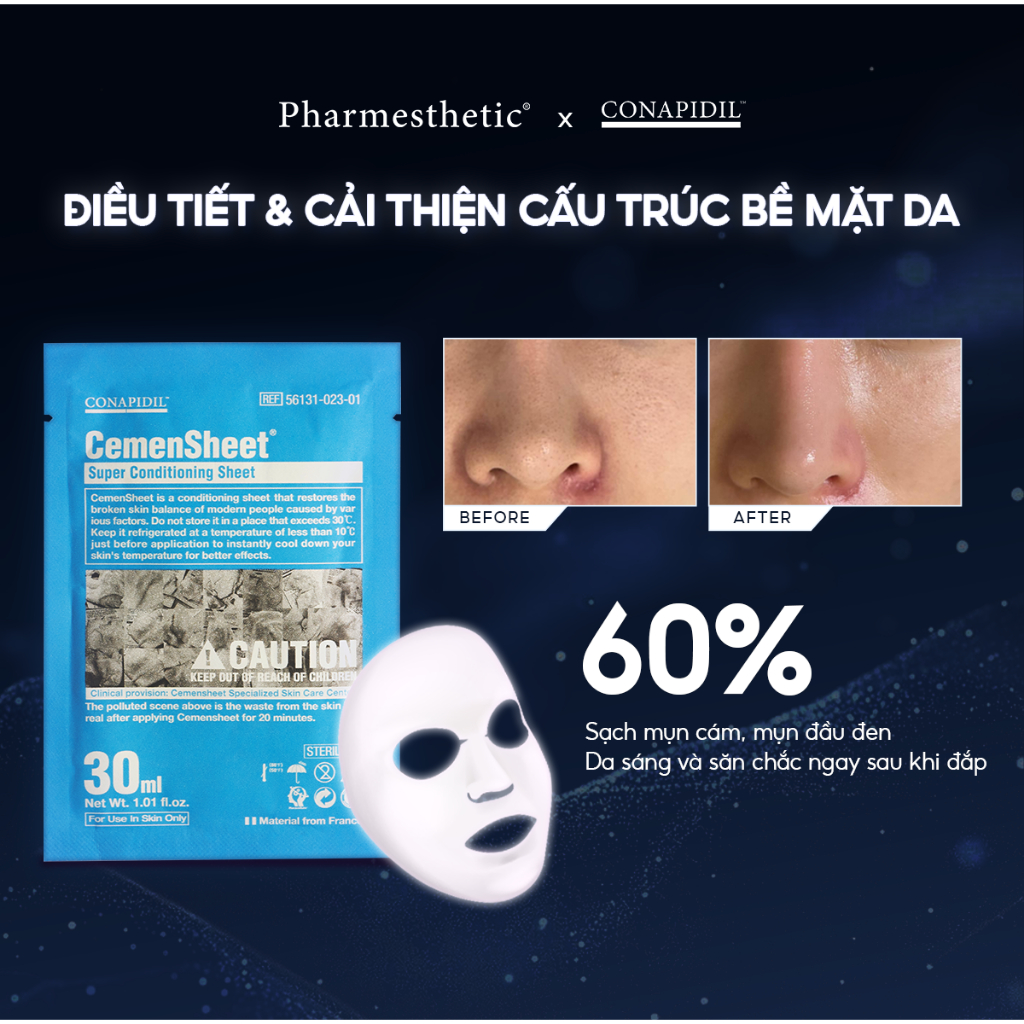 Mặt nạ thải độc CONAPIDIL CEMENSHEET 5 miếng 30ml Pharmesthetic