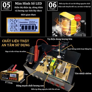 Sạc bình ắc quy ô tô xe máy 12v/24v，sạc cho ắc quy AGM/EFB, pin Li-Po và hầu hết ắc quy chì