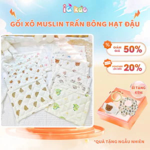Combo 2 Gối Hạt Đậu Xô Muslin Trần Bông Hàng Mới Mềm Mại, Êm Ái Cho Bé Từ Sơ Sinh IQKAO