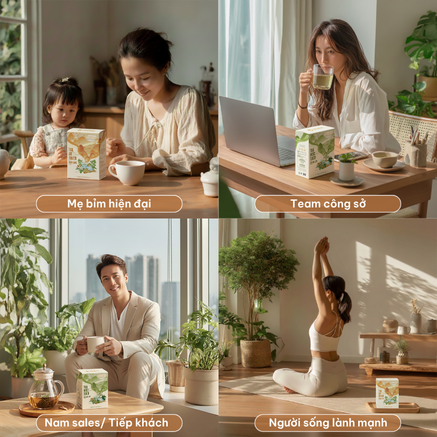 Combo 2 Trà Túi Lọc Cà Gai Leo + Đinh Lăng VIEGREEN 50x3g + 50x3g, GMP HACCP