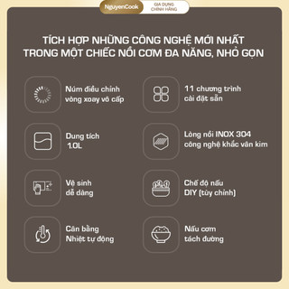 [INOX 304] Nồi Cơm Điện Đa Năng Karlin ART3000 – Lòng Vân Kim, Tách Đường, 11 Chế Độ Nấu NGUYENCOOK