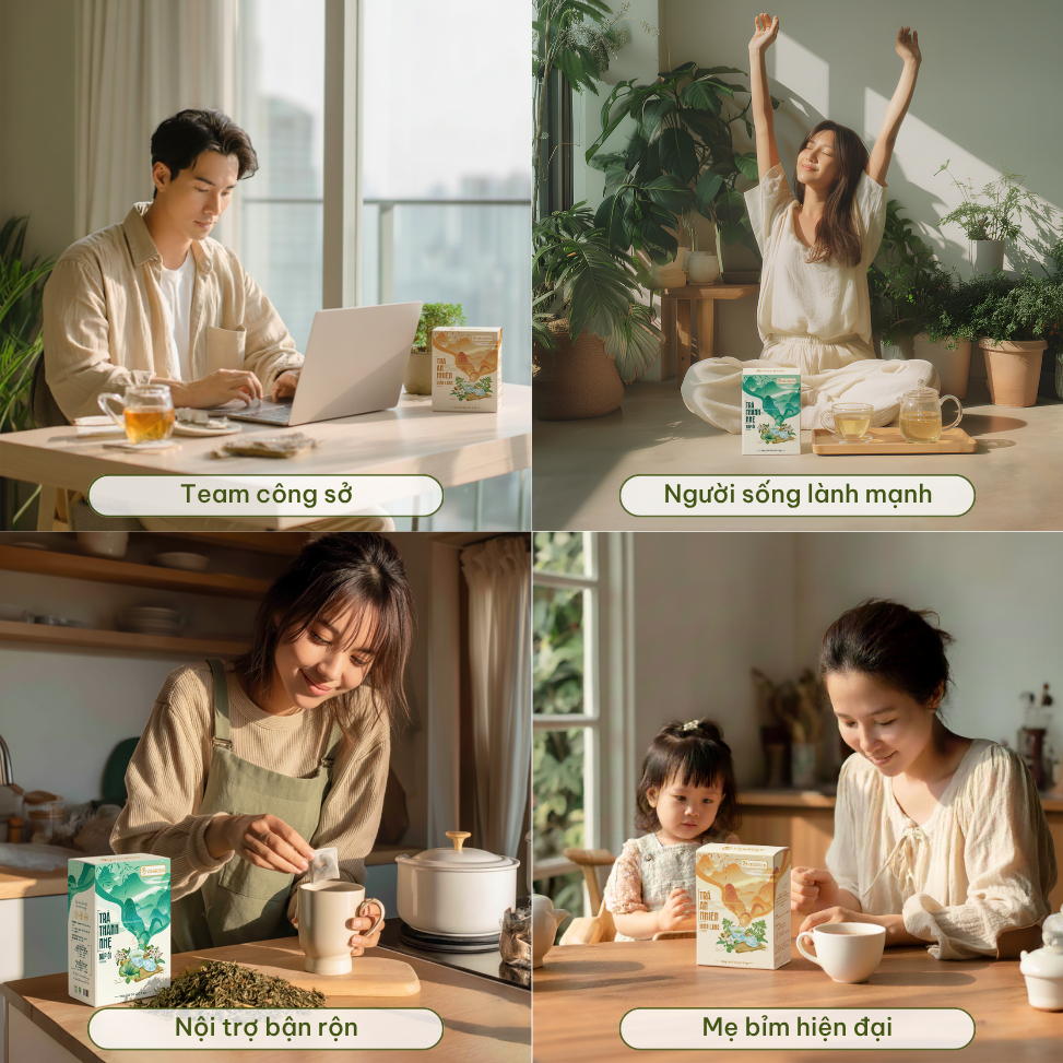 Combo 2 Trà Túi Lọc Đinh Lăng + Búp Ổi VIEGREEN 50x3g + 50x3g, GMP HACCP