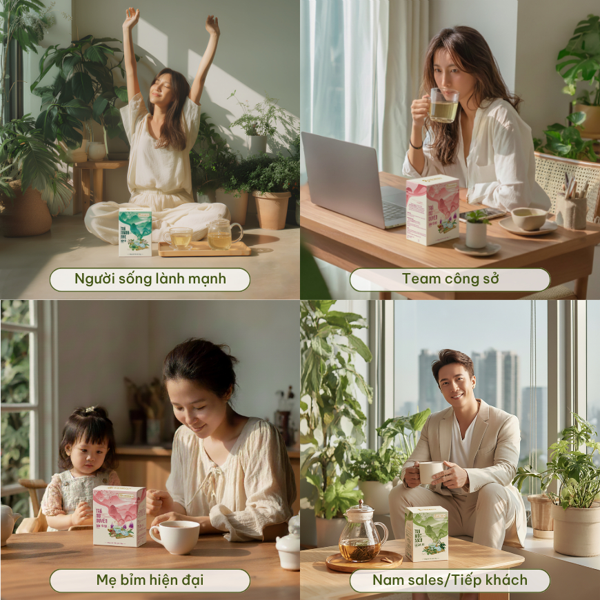 Combo 3 Trà Túi Lọc Sâm Tố Nữ + Búp Ổi + Cà Gai Leo VIEGREEN 30x5g + 50x3g + 50x3g, GMP HACCP