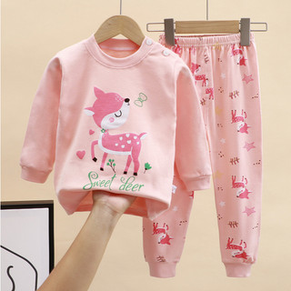 Bộ đồ dài tay cho bé gái phom ôm phù hợp mùa thu đông bộ ngủ dài tay bé gái chất liệu cotton D1217