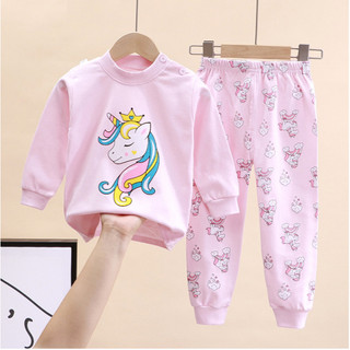Bộ đồ dài tay cho bé gái phom ôm phù hợp mùa thu đông bộ ngủ dài tay bé gái chất liệu cotton D1217