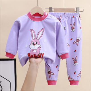 Bộ đồ dài tay cho bé gái phom ôm phù hợp mùa thu đông bộ ngủ dài tay bé gái chất liệu cotton D1217