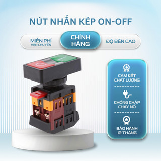 Nút Nhấn Kép Phi 22 ON/OFF 220V – Nút Nhấn Đôi Xanh Đỏ 1NO + 1NC Lắp Tủ Điện