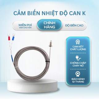 Cảm Biến Nhiệt Độ Can K 0–800°C, Dây Cảm Biến Nhiệt Độ Loại K Ren 6 Phi 5 Dài 2m / 3m / 5m