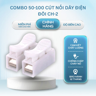 Combo Cút Nối Nhanh Dây Điện CH2 - Kẹp Nối Dây Đôi CH-2 PA66 (Combo 50 / 100 Cái)