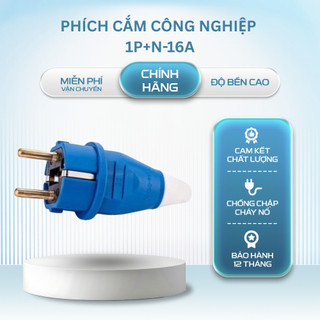 Phích Cắm Điện 1P+N 16A 220V IP54 – Phích Cắm 2 Chấu Tròn Chân Đồng Dùng Ngoài Trời