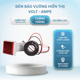 Đèn Báo Vuông Hiển Thị Volt Ampe LED – Đồng Hồ Đo Điện Áp & Dòng Điện AC 20–500V/0–99.9A Lắp Tủ Điện