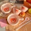 Set bát sứ có tay cầm 4 món hoạ tiết gấu cute,happy