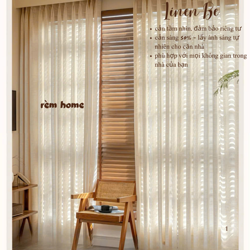 rèm linen BE - trang Trí Phòng Ngủ,Phòng Khách, Voan spa,Decor Homstay ...