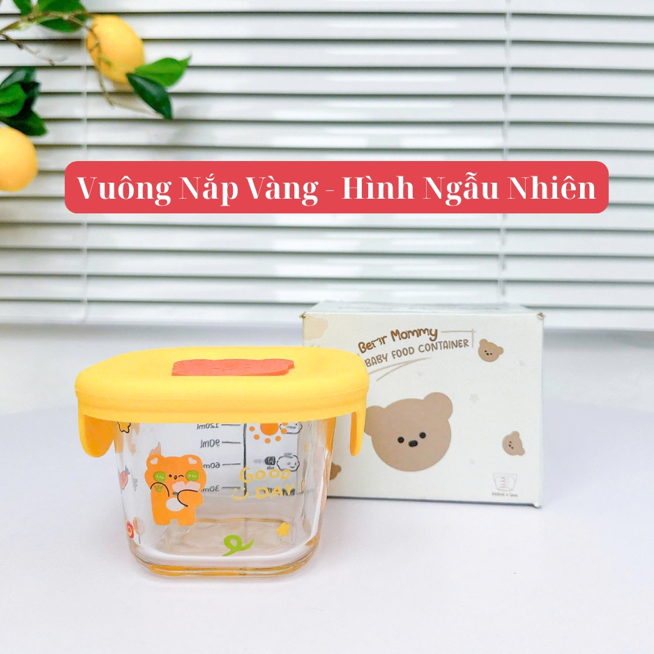Hộp trữ đông thủy tinh ăn dặm cho bé có vạch chia 180ml nắp silicon, Hũ trữ đông đồ ăn dặm cho bé