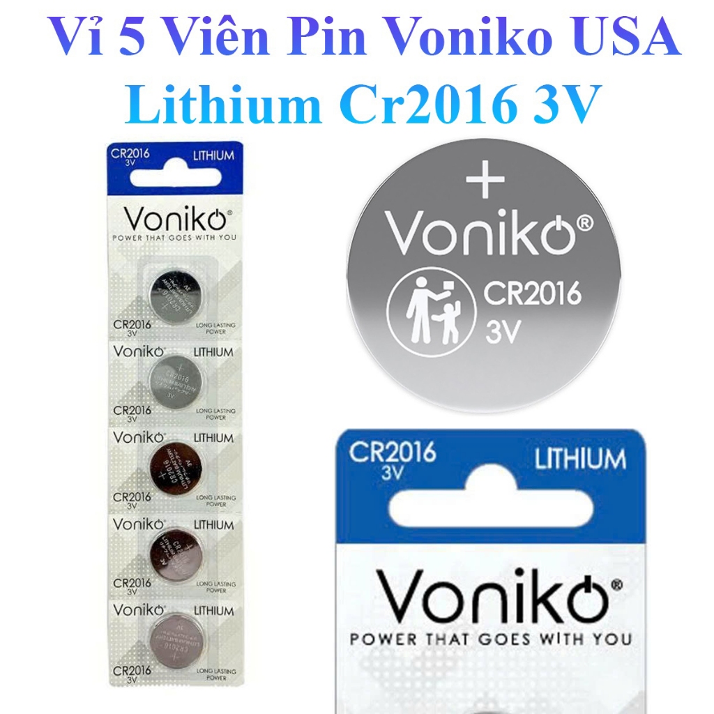 Vỉ 5 Viên Pin Voniko Usa Lithium Cr2016 3V