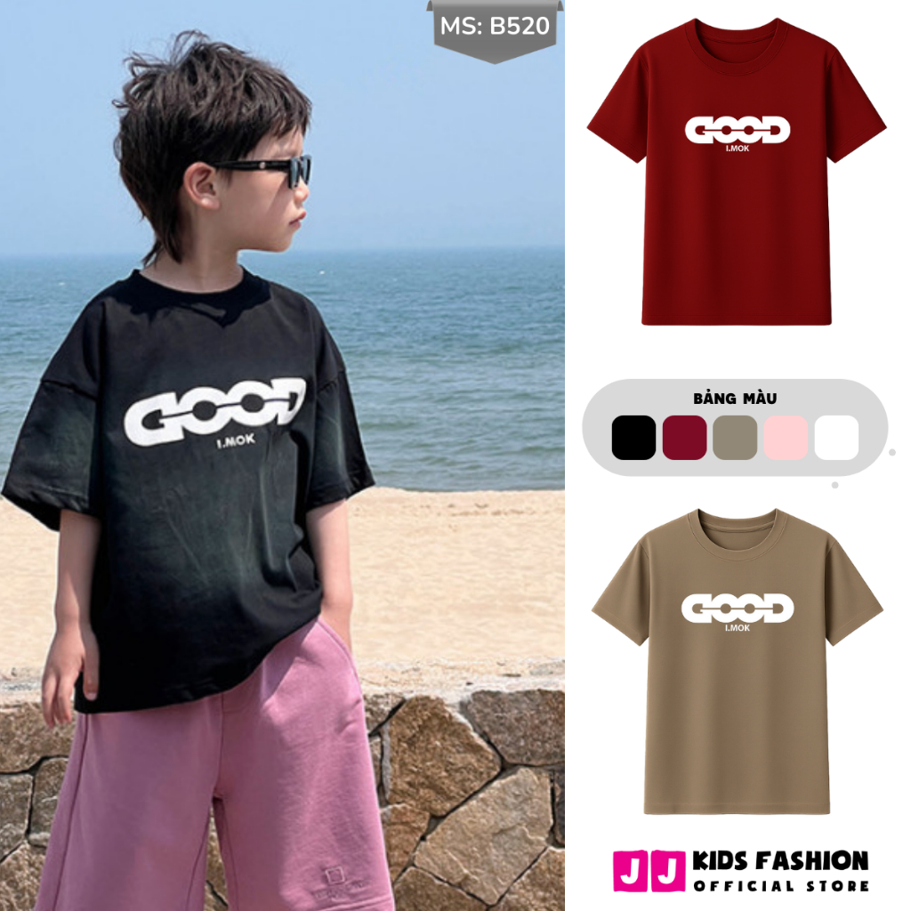 Áo Thun Ngắn Tay Mùa Hè Cho Bé Trai, Bé Gái In Hình Năng Động, Cổ Tròn | JJ Kids Fashion