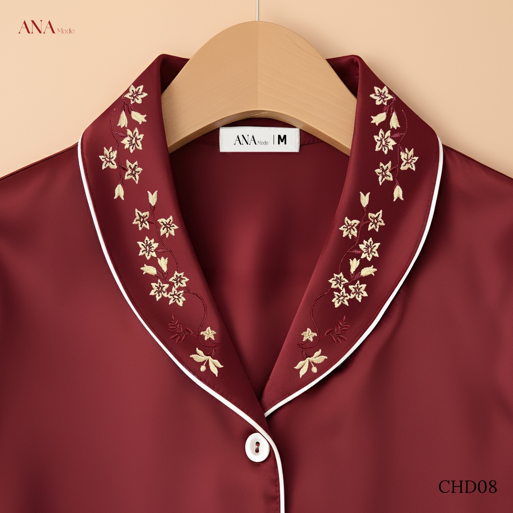 Đồ Bộ Sang Trọng Trung Niên ANA Mode Chất Liệu Lụa Ánh Nhung Thoáng Mát Quà Tặng Mẹ DB25CHD08