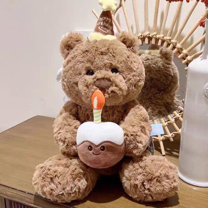Gấu Bông Sinh Nhật Teddy Ôm Bánh Kem, Đội Mũ Happy Birthday Quà Tặng Sinh Nhật Cho Mọi Lứa Tuổi Dễ Thương