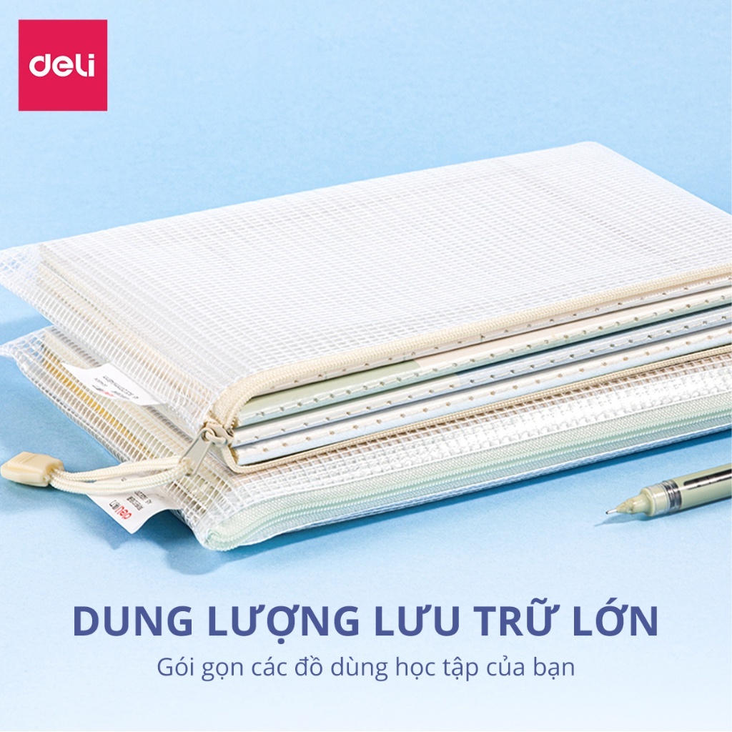 [Deli] Túi Lưới A4/A5 Chống Thấm Nước Túi Đựng Hồ Sơ, Tài Liệu Lớn, Bền Chắc 63483