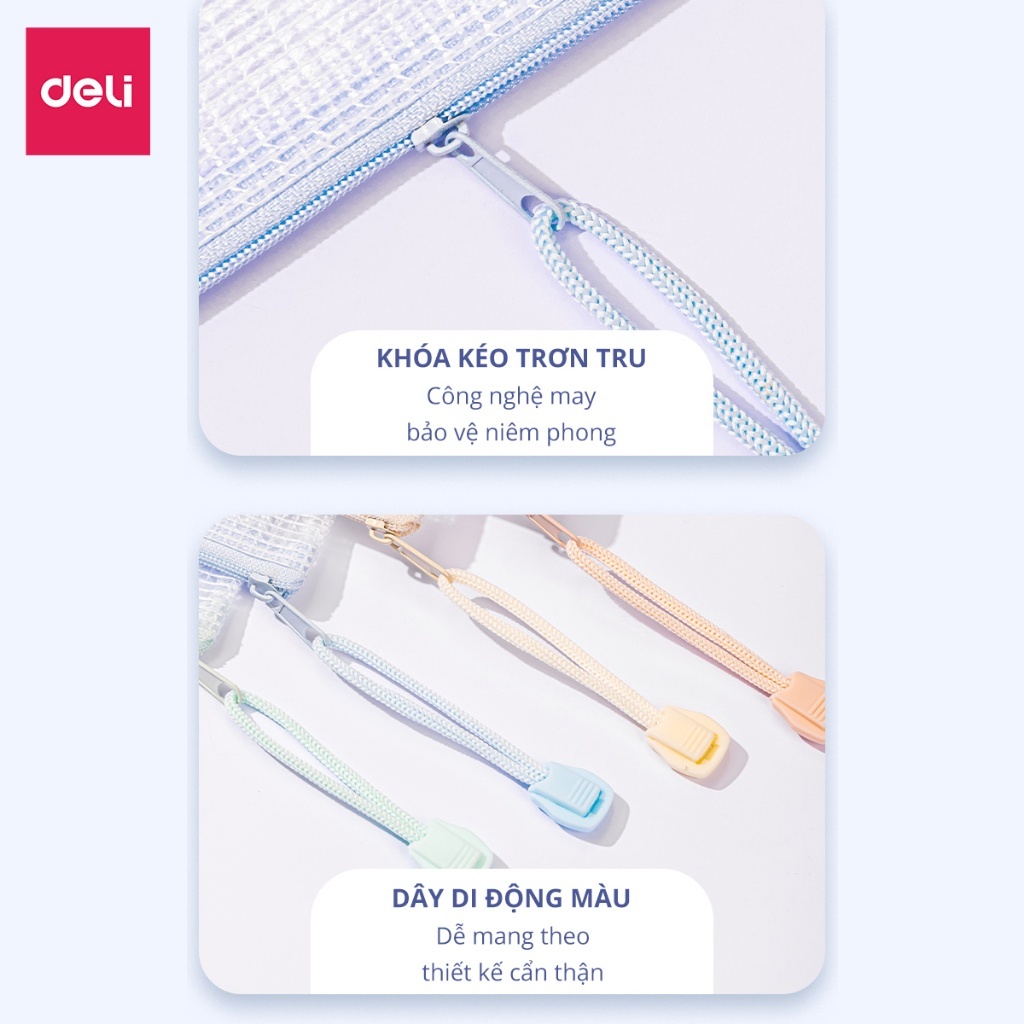 [Deli] Túi Lưới A4/A5 Chống Thấm Nước Túi Đựng Hồ Sơ, Tài Liệu Lớn, Bền Chắc 63483