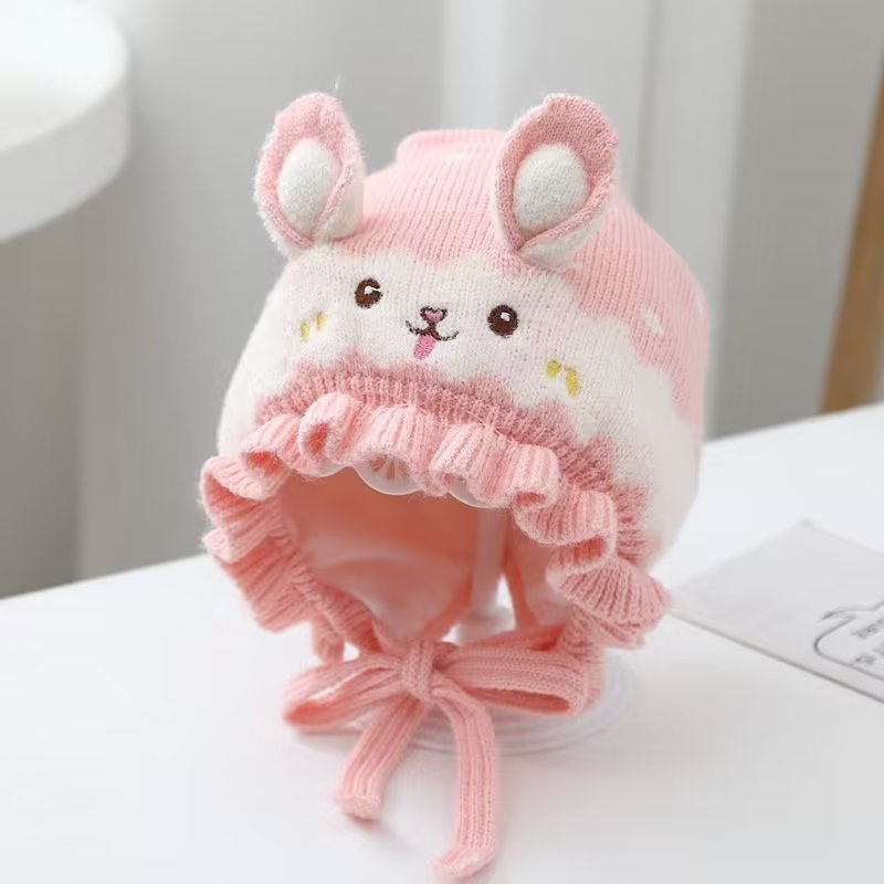 Mũ Len Bèo Hình Thỏ siêu cute 2 Lớp Xinh Xắn Dễ Thương Cho Bé Gái 3-24m