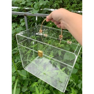 [HỎA TỐC] Hộp Cốp Nhựa Mica Cắm Hoa - Hộp Cốp Mica Đựng Quà Tết Hộp Quà Tặng Hộp Đựng Set Quà Tết Quai Đồng
