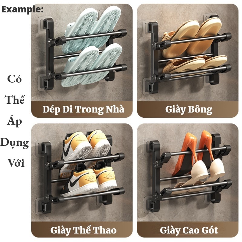 Giá Để Giày Không Lỗ Treo Tường Giá Đựng Dép Nhỏ Nhiều Tầng Lưu Trữ Đồ Tạo Tác Ký Túc Xá Tại Nhà