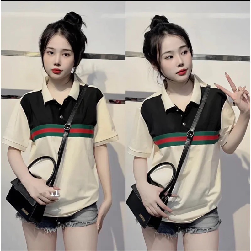 Áo thun nam nữ cổ polo Phối dây ngang ngực xanh đỏ unisex nam nữ thun côttn siêu thám hut mồ hôi mặc thoải mái