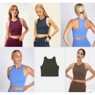 Áo tập thể thao nữ cổ cao croptop ôm dáng, áo tập yoga gym không gọng co giãn 4 chiều, thấm hút tốt