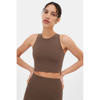 Áo tập thể thao nữ cổ cao croptop ôm dáng, áo tập yoga gym không gọng co giãn 4 chiều, thấm hút tốt