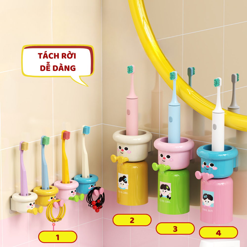 Kệ để bàn chải đánh răng giá để bàn chải đánh răng decor trang trí nhà tắm giúp bé thích đánh răng hơn