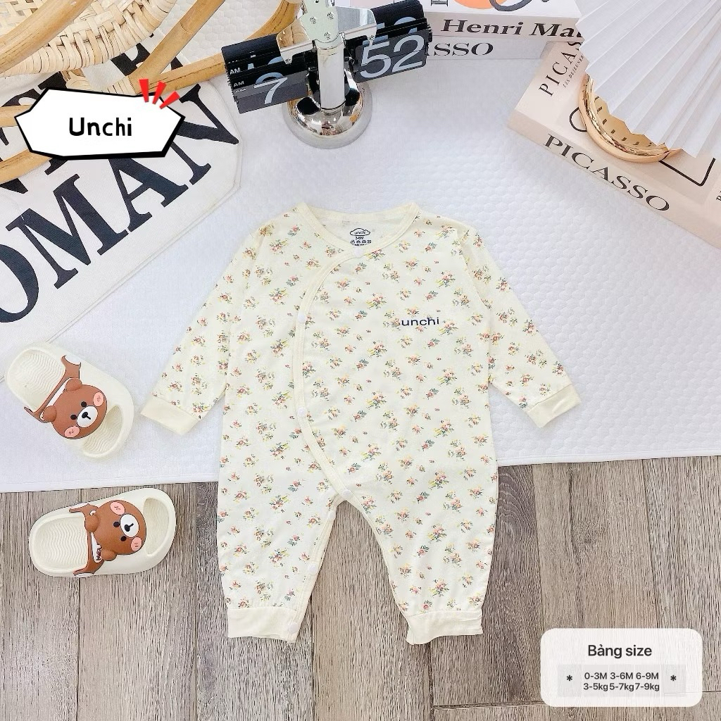 Body Dài Tay Unchi Vải Petit Mềm Mịn Co Giãn 4 Chiều Cho Bé Trai, Bé Gái Từ 3-9kg