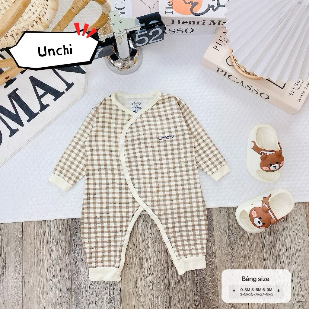 Body Dài Tay Unchi Vải Petit Mềm Mịn Co Giãn 4 Chiều Cho Bé Trai, Bé Gái Từ 3-9kg