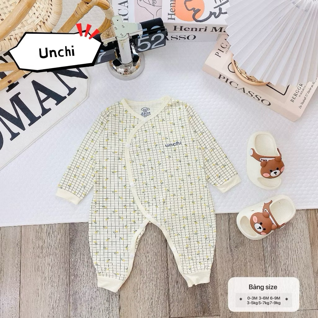 Body Dài Tay Unchi Vải Petit Mềm Mịn Co Giãn 4 Chiều Cho Bé Trai, Bé Gái Từ 3-9kg
