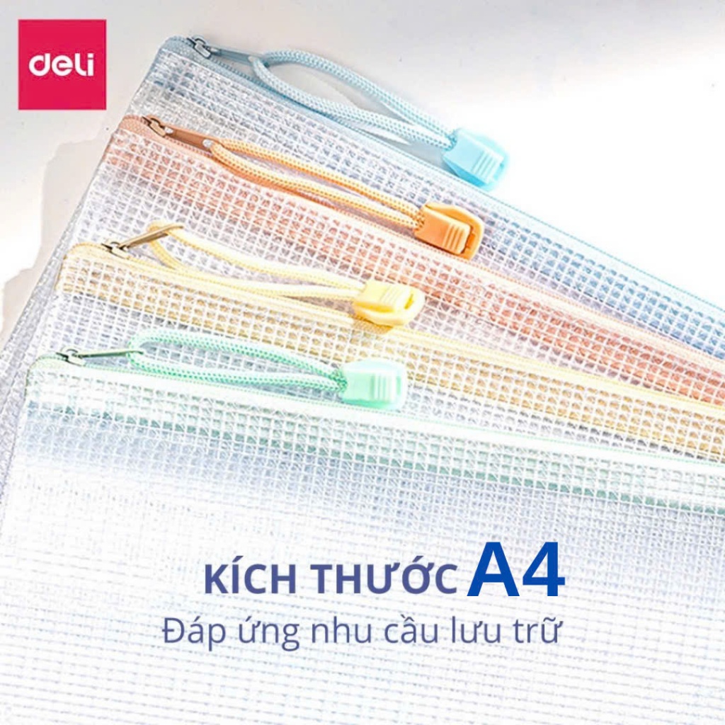 [Deli] Túi Lưới A4/A5 Chống Thấm Nước Túi Đựng Hồ Sơ, Tài Liệu Lớn, Bền Chắc 63483