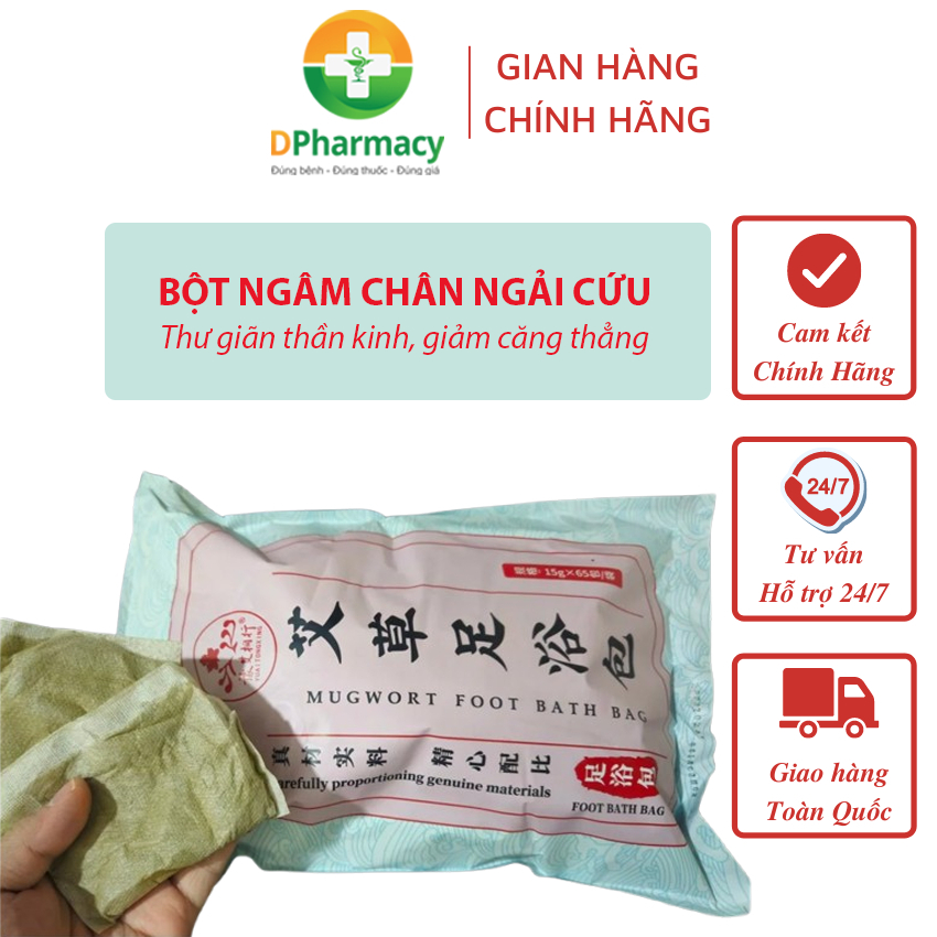 Bột Ngâm Chân Ngải Cứu Dạng Túi Lọc 65Gói *15gam, hỗ trợ giảm đau nhức xương khớp, giảm căng thẳng