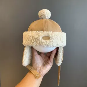 Sẵn- QCCC- Mũ Lông Bịt Tai cho bé 0-3 tuổi bên trong lót lông cừu mix đồ chụp ảnh mùa thu đông xinh xỉu bé trai bé gái