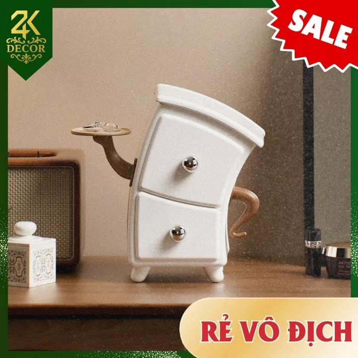 Tủ Mini Decor Đựng Đồ 2 Ngăn Kéo -Đựng Đồ Nhỏ, Decor Phòng Làm Việc,Decor Bàn Học
