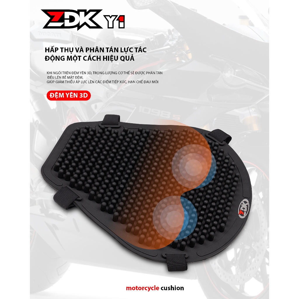 Đệm lót bọc yên xe máy ZDK Trước Y1 silicon mềm mại êm ái chống ê mông đi xe máy thường xuyên hàng ngày