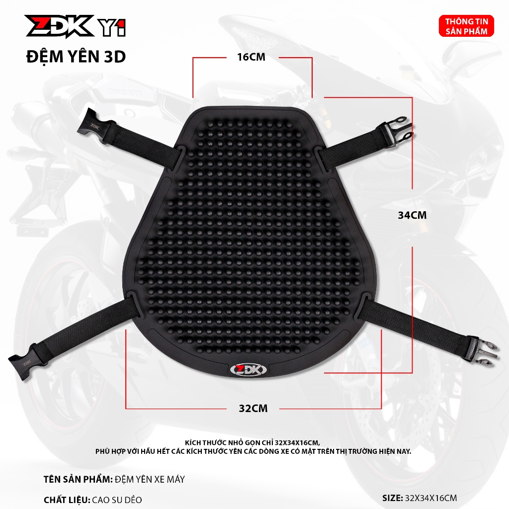 Đệm lót bọc yên xe máy ZDK Trước Y1 silicon mềm mại êm ái chống ê mông đi xe máy thường xuyên hàng ngày