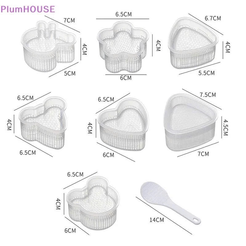 Khuôn Làm Cơm Nắm Set 7 Khuôn ép Cơm Nắm Không Dính Nhiều Hình Dạng Dễ Thương, nhữa nguyên sinh