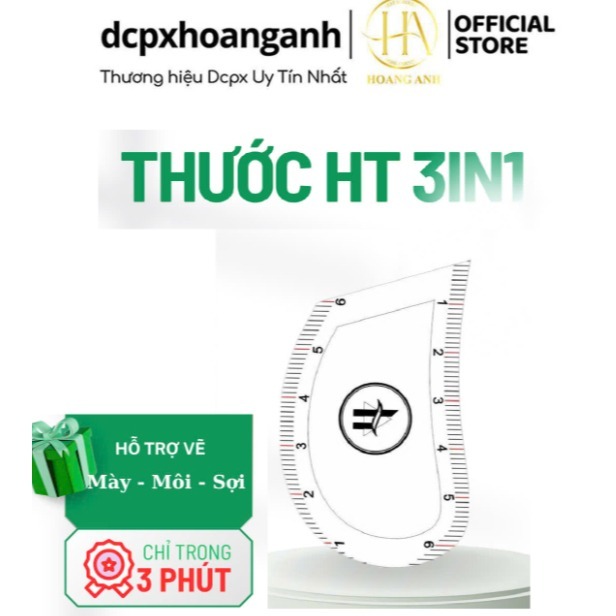 Thước Vẽ Sợi Hairstroke HT 3in1 – Dụng Cụ Cân Chỉnh Chuẩn Tỷ Lệ, Hỗ Trợ Vẽ Mày Môi Sợi Chuyên Nghiệp