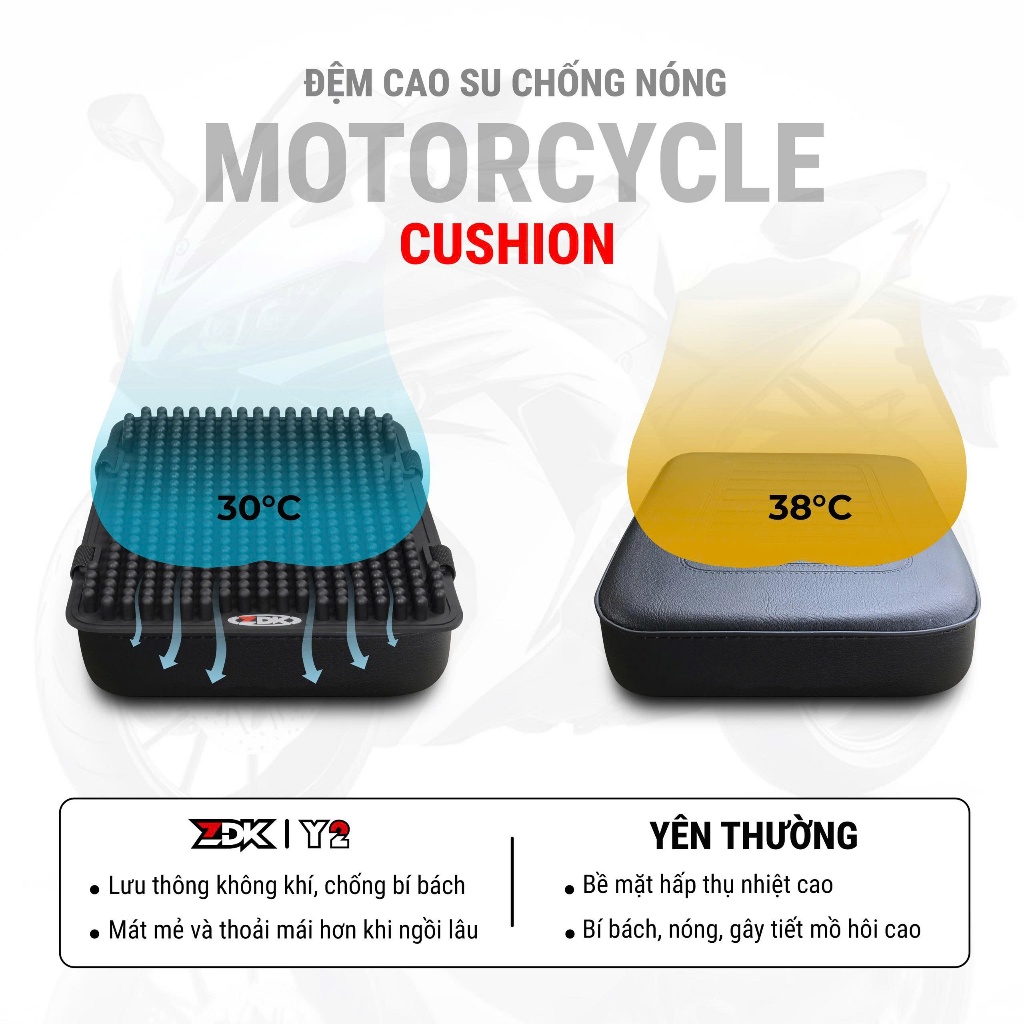 Đệm lót bọc yên xe máy ZDK Sau Y2 silicon mềm mại êm ái chống ê mông đi xe máy thường xuyên hàng ngày