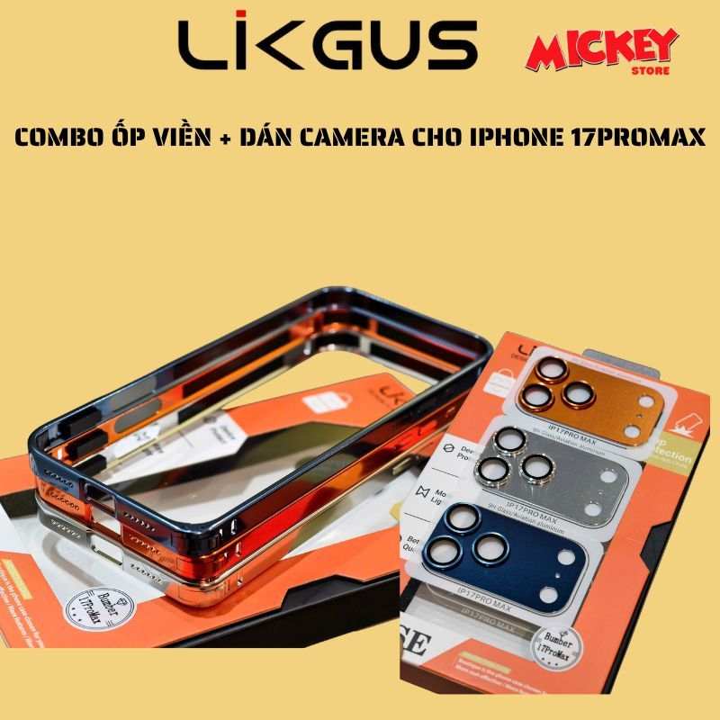 Ốp Khung Viền Hợp Kim Nhôm Likgus Bumper Chống Sốc – Bảo Vệ Cụm Camera Cho iPhone 17 Pro Max
